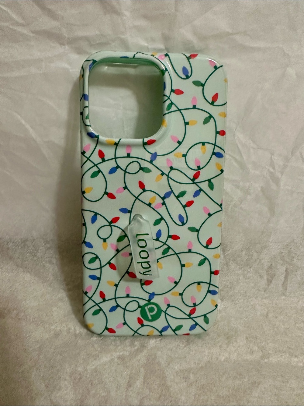 Loopy Case “Merry & Bright” Multicolor Holiday Lights Phone Case - White Base